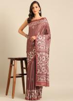 Cotton Pink Daily Wear Printed Saree